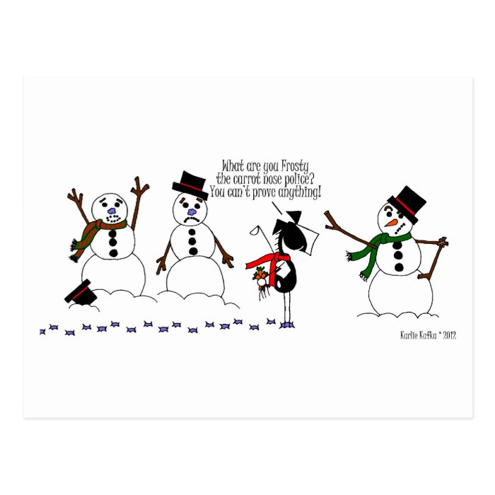 Funny Horse & Snowman Cartoon Postcard