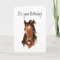 Funny Horse Sticking out Tongue, Insult Birthday Card
