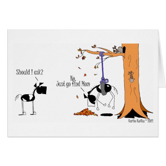 Funny Horse Stuck in a Tire Swing Cartoon Card (Front Horizontal)