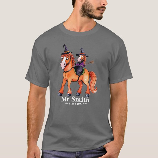 Funny Horse Witch Couple T-Shirt Tri-Blend Shirt (Front)