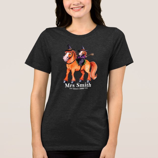 Funny Horse Witch Couple Tri-Blend Shirt (Front)