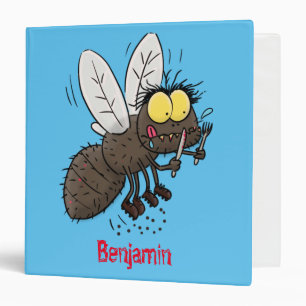 Funny horsefly insect cartoon 3 ring binder
