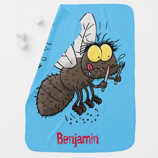 Funny horsefly insect cartoon baby blanket (In Situ)