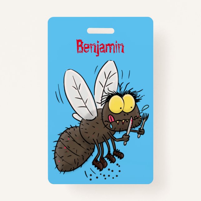 Funny horsefly insect cartoon badge (Front)