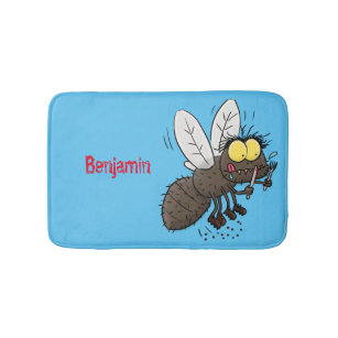 Funny horsefly insect cartoon bath mat