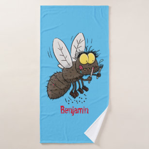 Funny horsefly insect cartoon bath towel set