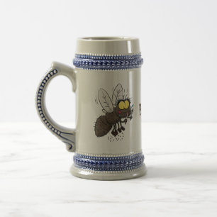 Funny horsefly insect cartoon beer stein