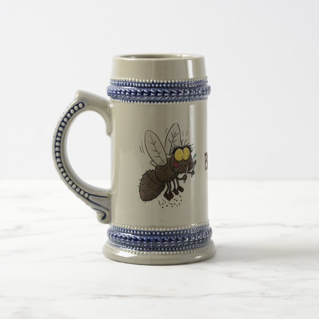Funny horsefly insect cartoon beer stein (Left)