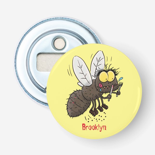 Funny horsefly insect cartoon bottle opener (Front)