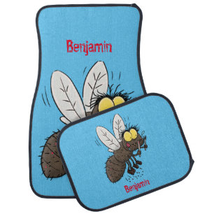 Funny horsefly insect cartoon  car floor mat