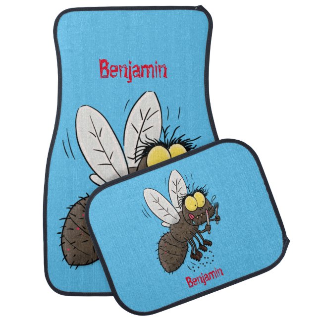 Funny horsefly insect cartoon  car floor mat (Set)