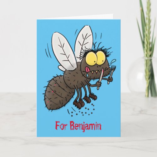 Funny horsefly insect cartoon card