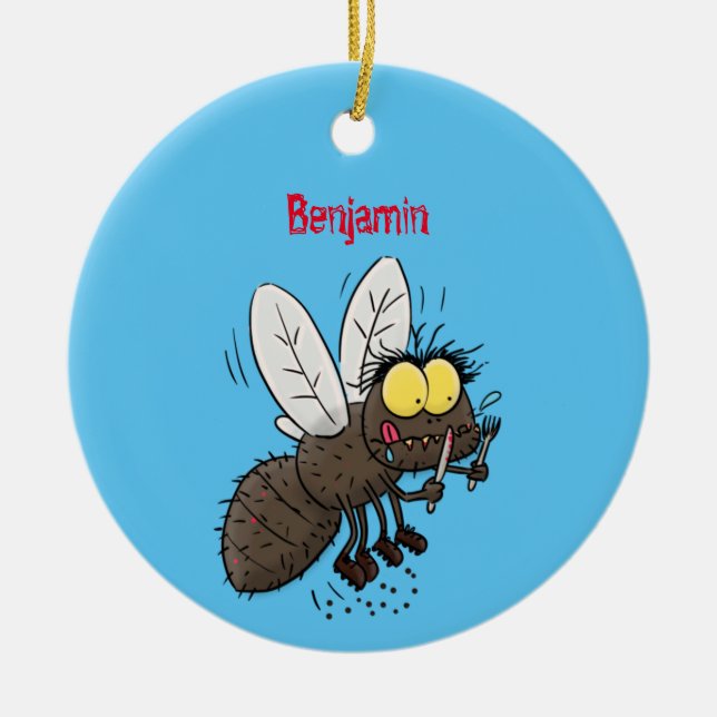 Funny horsefly insect cartoon ceramic ornament (Front)