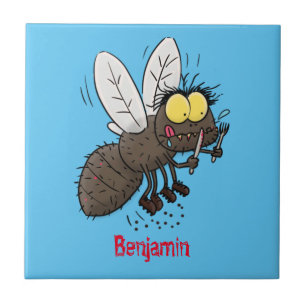 Funny horsefly insect cartoon ceramic tile