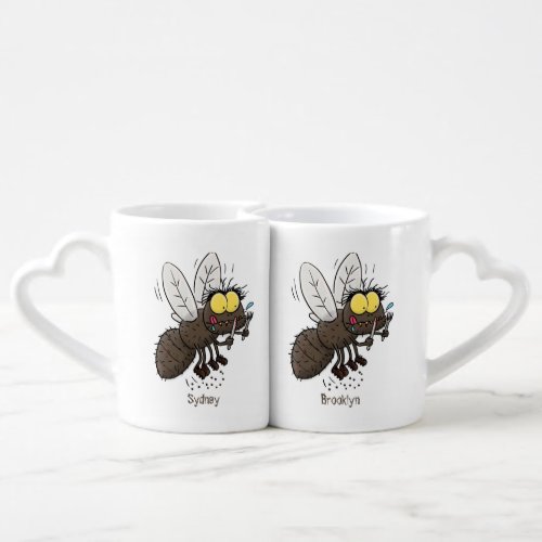 Funny horsefly insect cartoon coffee mug set