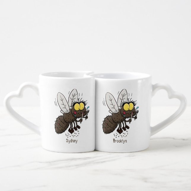 Funny horsefly insect cartoon coffee mug set (Back Nesting)