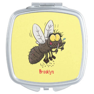 Funny horsefly insect cartoon compact mirror