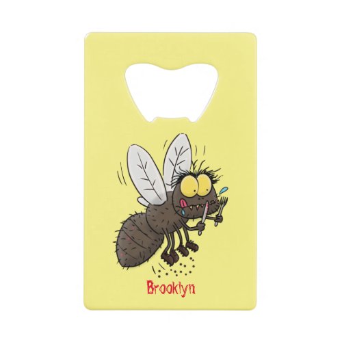 Funny horsefly insect cartoon credit card bottle opener
