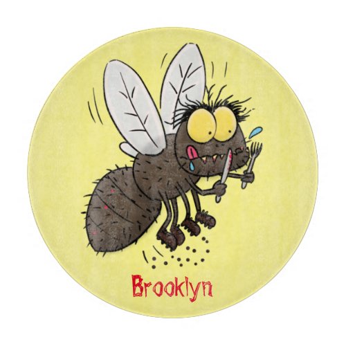 Funny horsefly insect cartoon cutting board