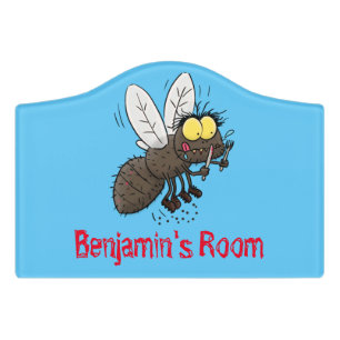 Funny horsefly insect cartoon door sign
