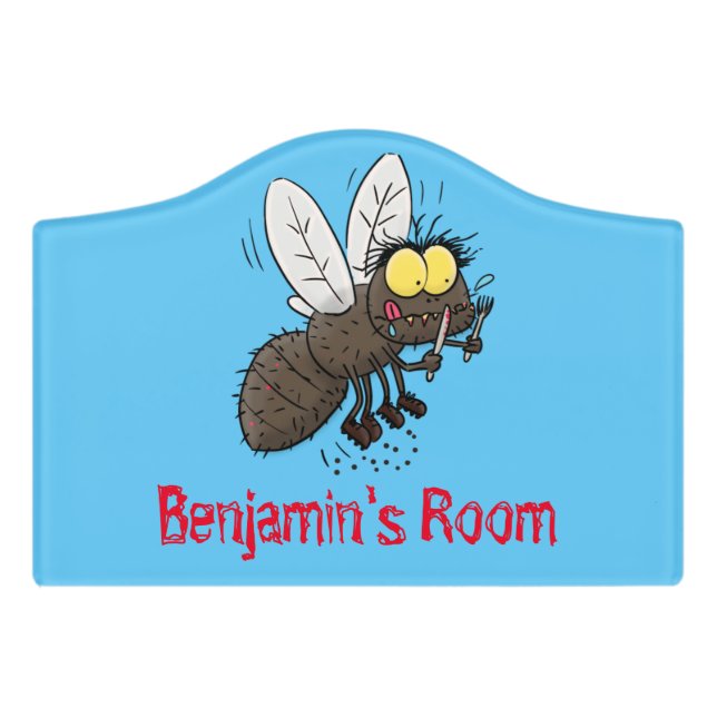 Funny horsefly insect cartoon door sign (Small Crest Front)