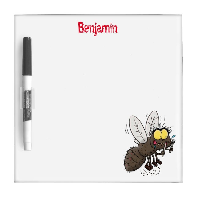 Funny horsefly insect cartoon dry erase board (Front)