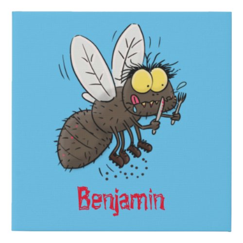 Funny horsefly insect cartoon faux canvas print