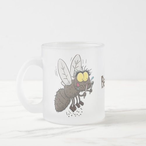Funny horsefly insect cartoon frosted glass coffee mug