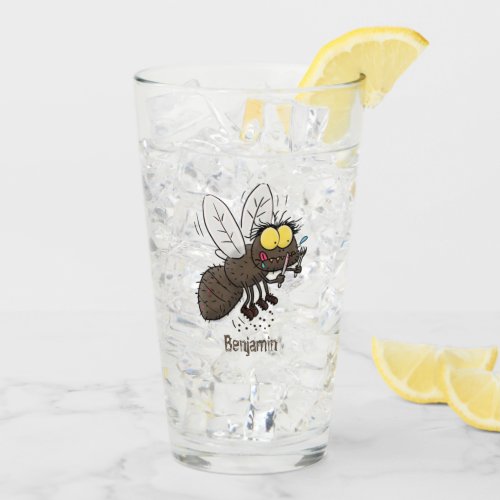 Funny horsefly insect cartoon glass
