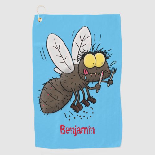 Funny horsefly insect cartoon  golf towel