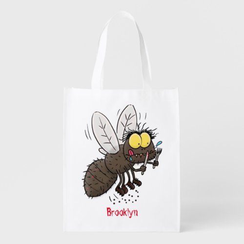 Funny horsefly insect cartoon grocery bag