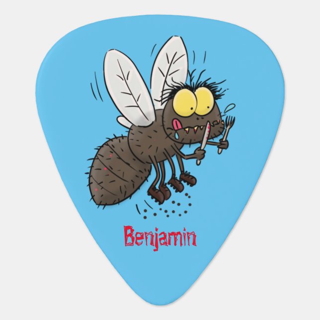 Funny horsefly insect cartoon  guitar pick (Front)