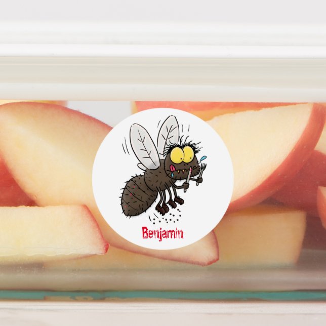 Funny horsefly insect cartoon labels (Affixed)