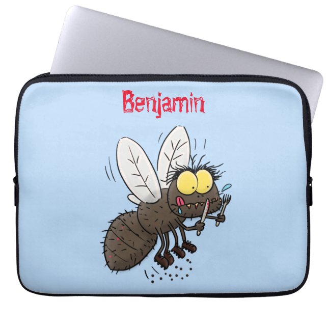 Funny horsefly insect cartoon laptop sleeve (Front)