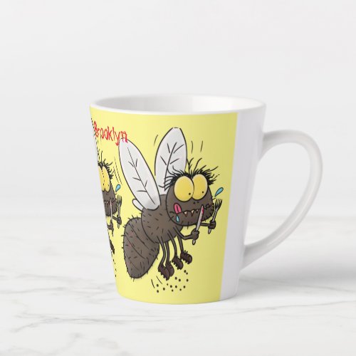 Funny horsefly insect cartoon  latte mug