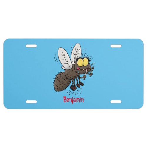 Funny horsefly insect cartoon license plate
