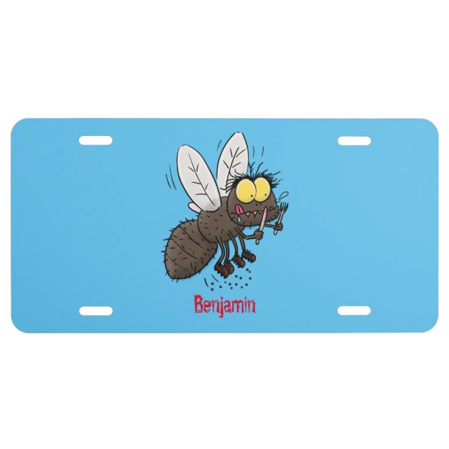 Funny horsefly insect cartoon license plate (Front)