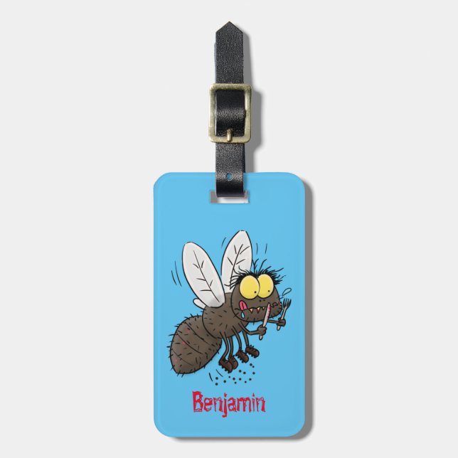 Funny horsefly insect cartoon luggage tag (Front Vertical)