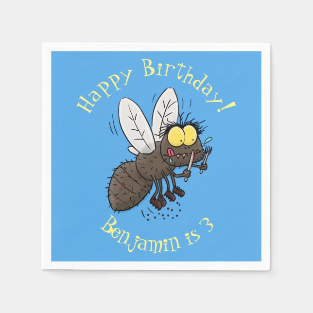 Funny horsefly insect cartoon napkins (Front)