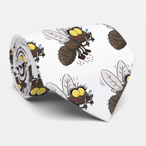 Funny horsefly insect cartoon neck tie