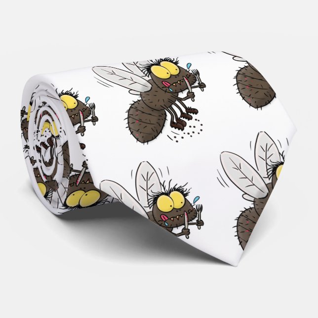 Funny horsefly insect cartoon neck tie (Rolled)