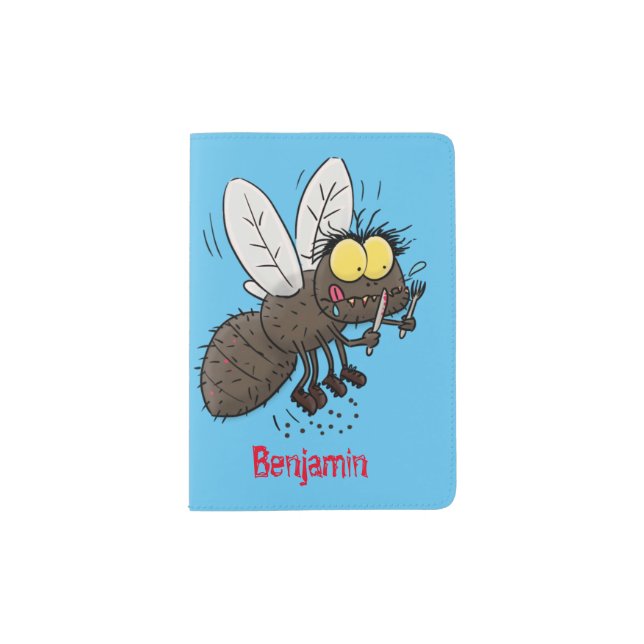 Funny horsefly insect cartoon passport holder (Front)