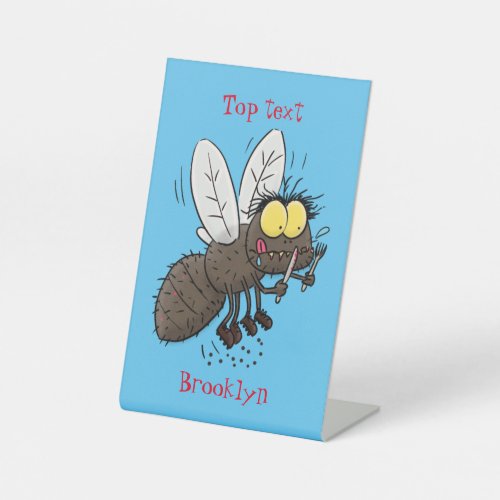 Funny horsefly insect cartoon pedestal sign