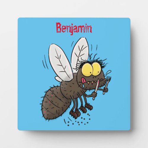 Funny horsefly insect cartoon plaque