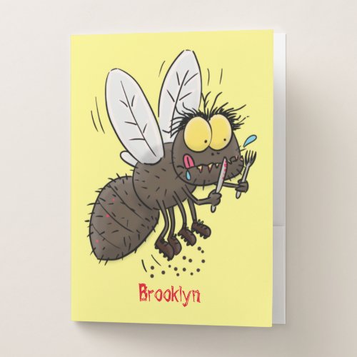 Funny horsefly insect cartoon pocket folder