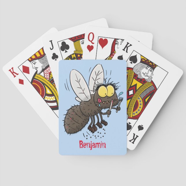 Funny horsefly insect cartoon poker cards (Back)