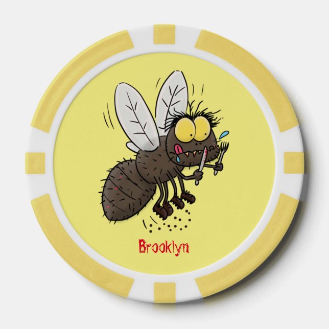 Funny horsefly insect cartoon  poker chips (Front)