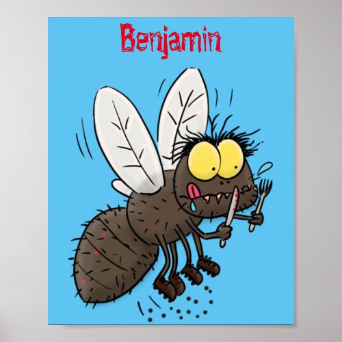 Funny horsefly insect cartoon poster