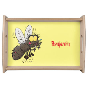 Funny horsefly insect cartoon serving tray
