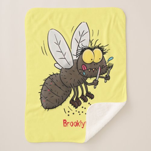 Funny horsefly insect cartoon sherpa blanket